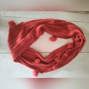 Taleen Women's Coral Infinity Knit Sweater Scarf with Pom Poms